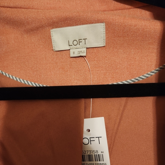 LOFT Brushed Flannel Double Breasted Pink Ruby  Blazer - Size 8 - Picture 4 of 4